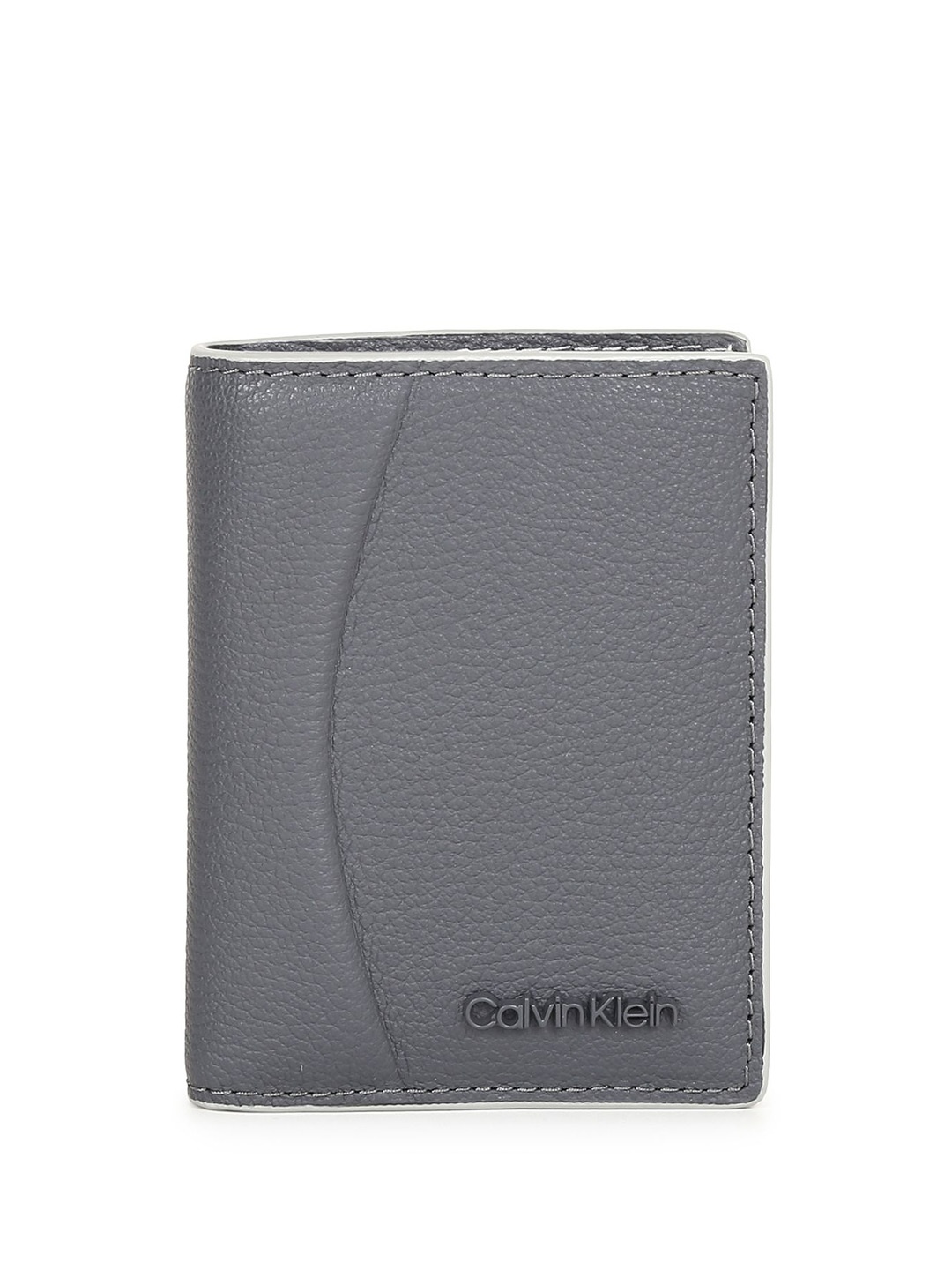 

Calvin Klein Men Textured Leather Two Fold Wallet, Grey