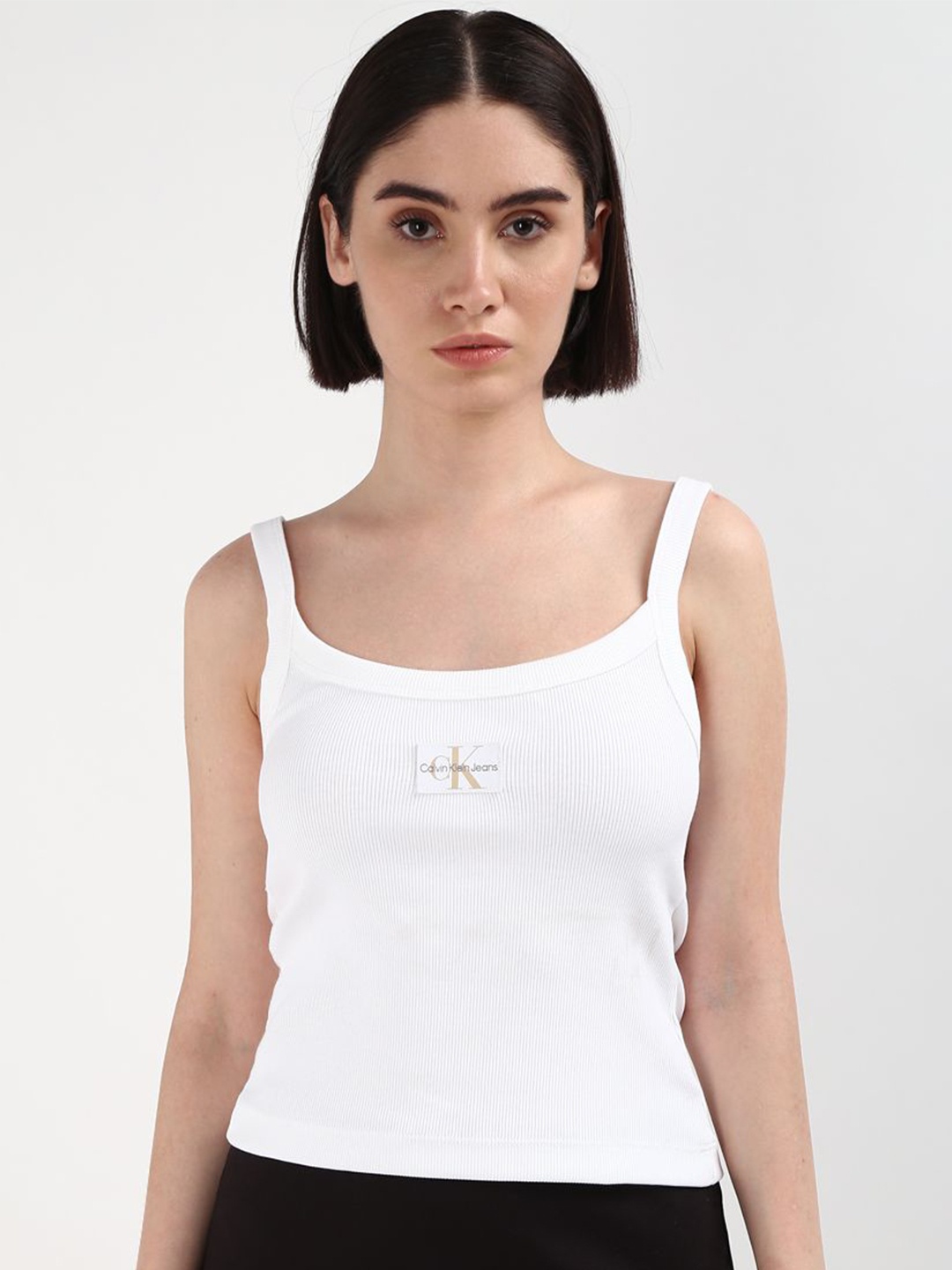 

Calvin Klein Jeans Solid Shoulder Straps Tank Top, White