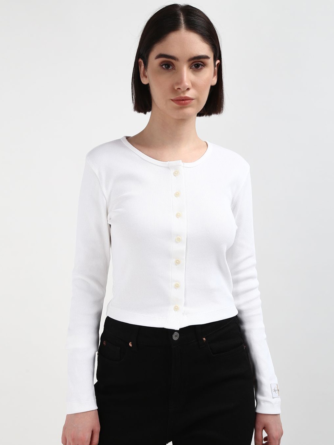 

Calvin Klein Jeans Solid Round Neck Top, White