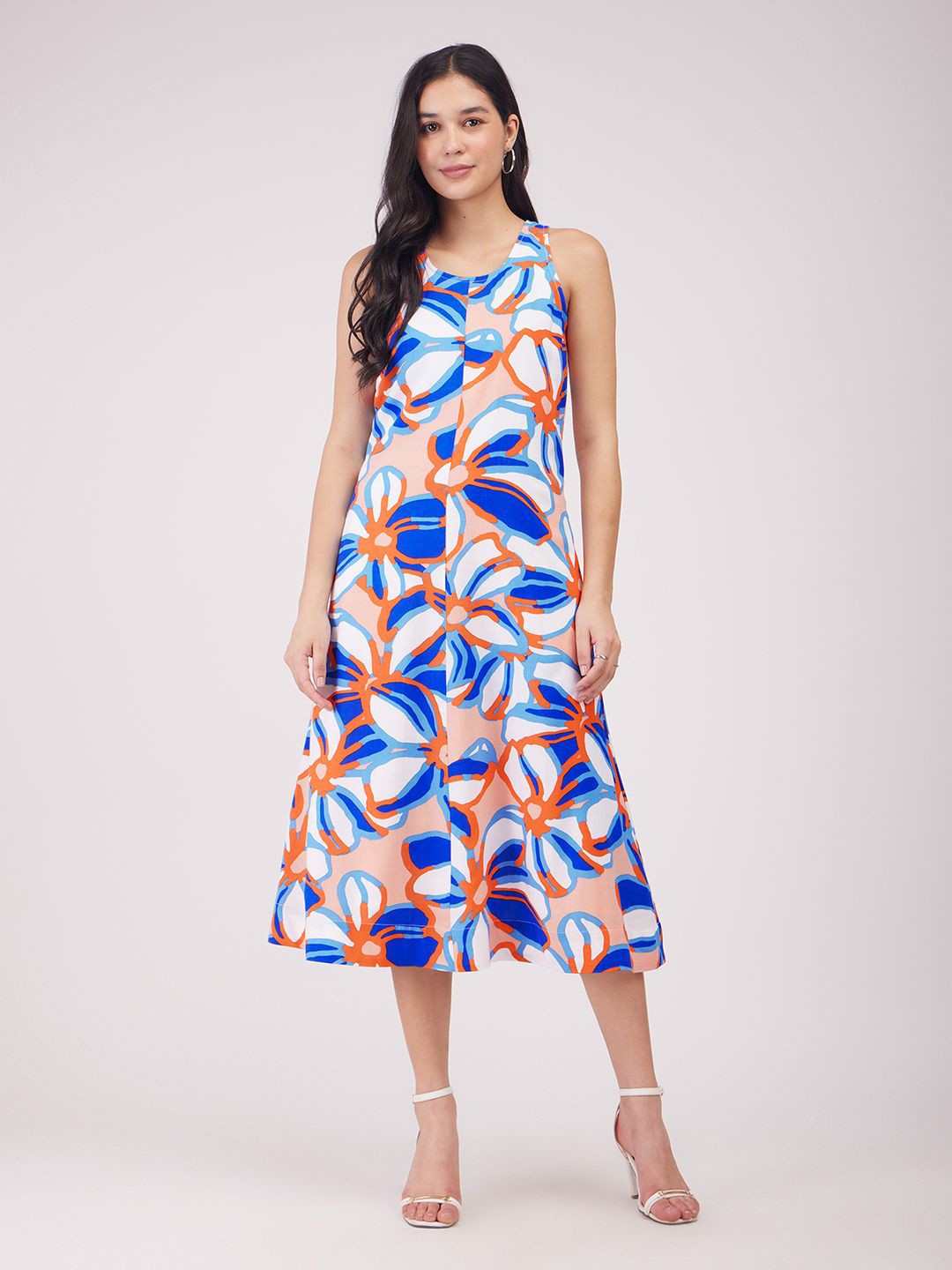 

FableStreet Women A-Line Midi Dress, Blue