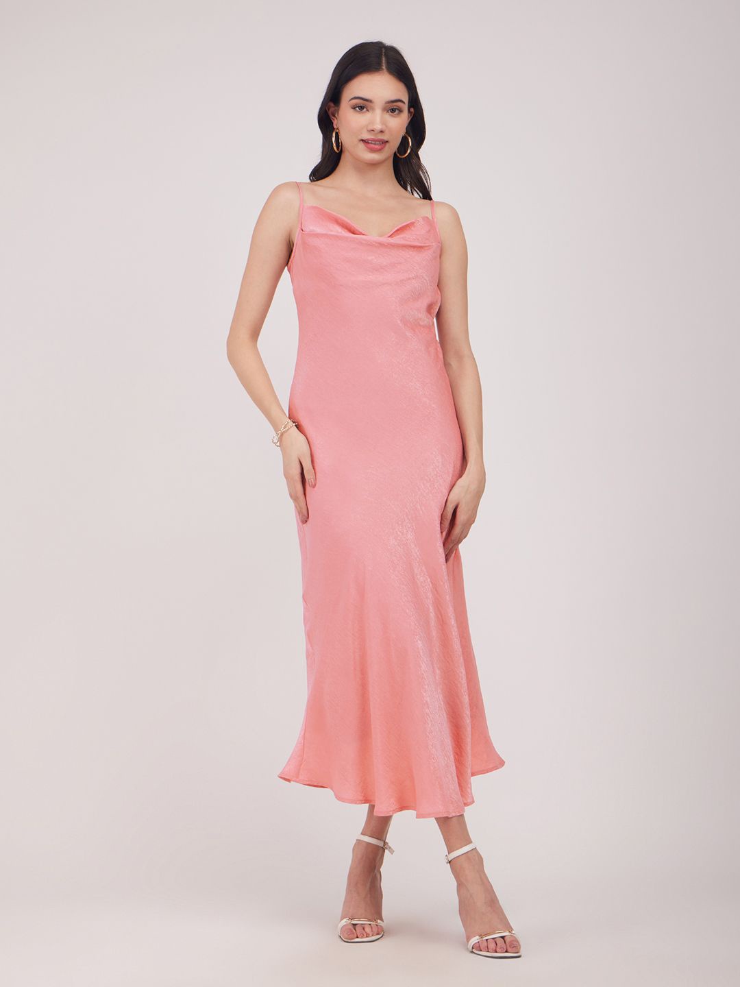 

FableStreet Women Satin Maxi Dress, Pink