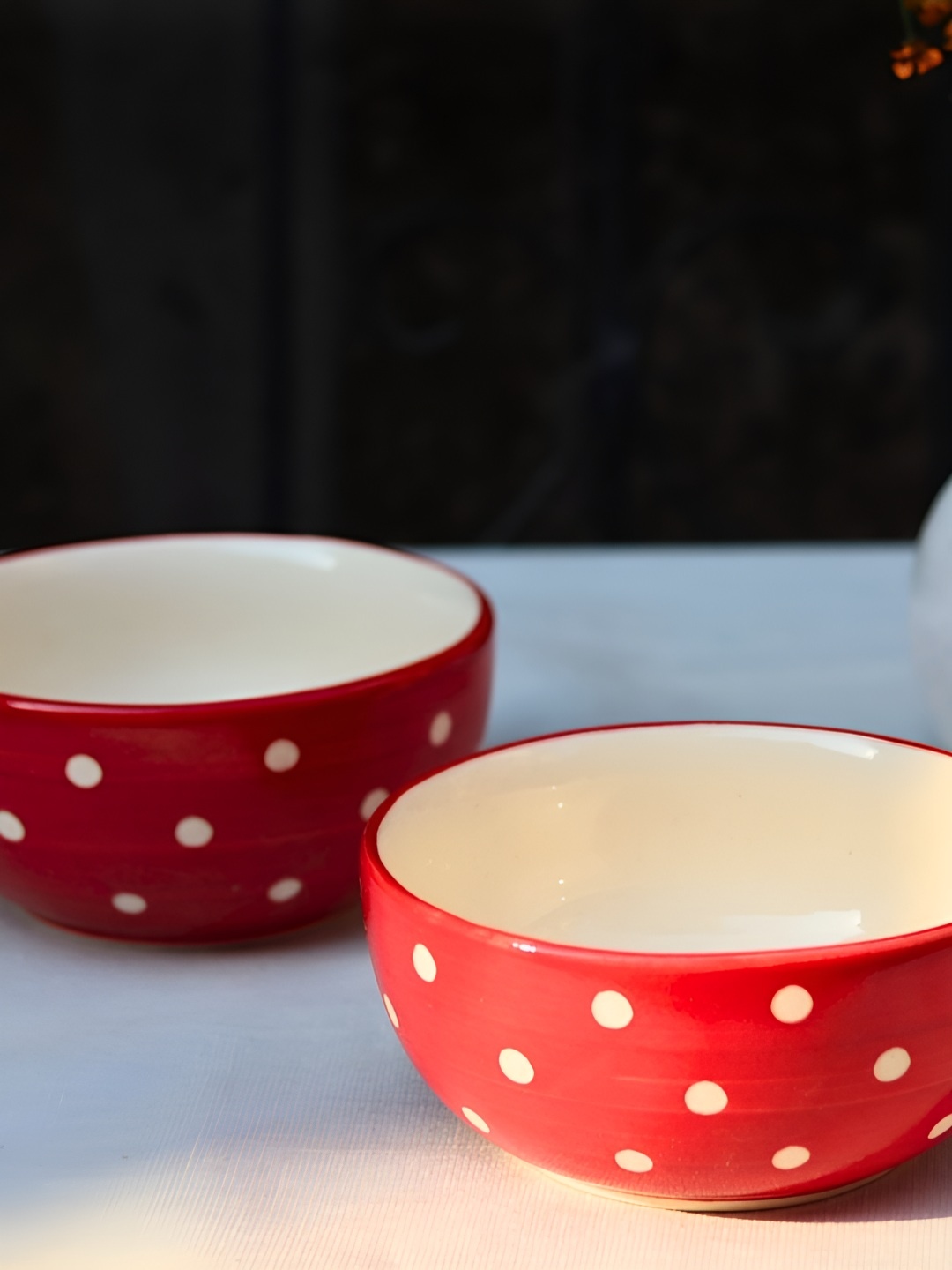 

WEAVING HOMES Red 2 Pieces Printed Ceramic Serving Bowl