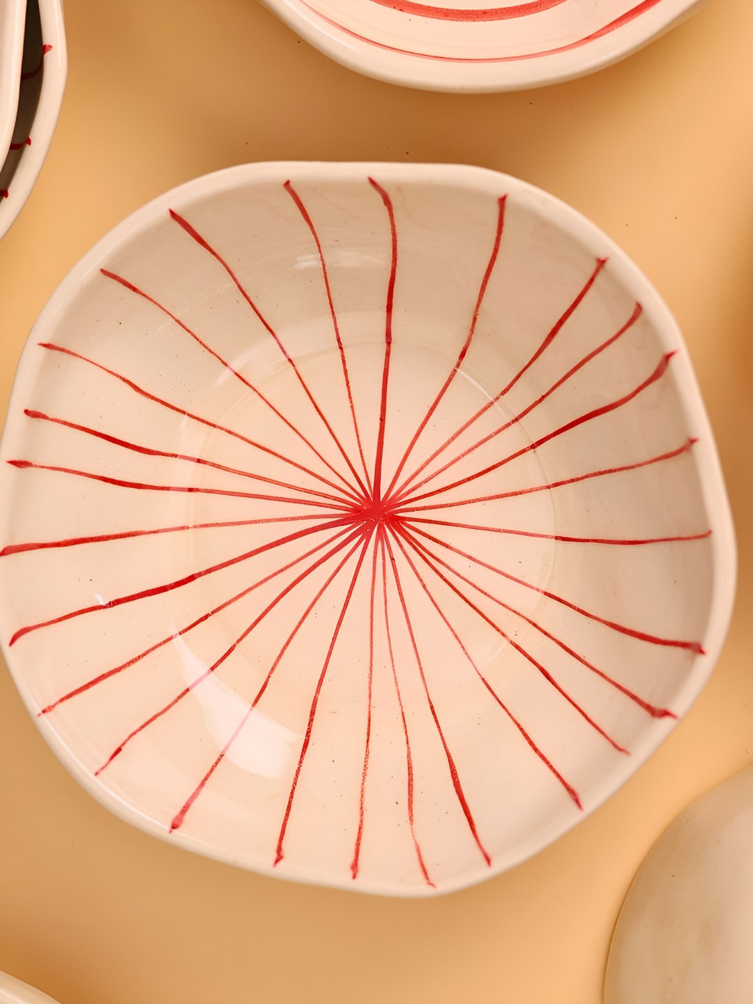 

WEAVING HOMES White & Red Printed Ceramic Glossy Finished Serving Bowl