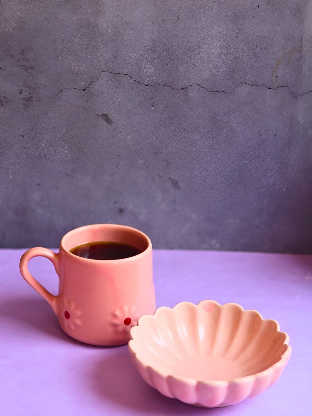 

WEAVING HOMES Pink 2 Pieces Ceramic Mug & Bowl