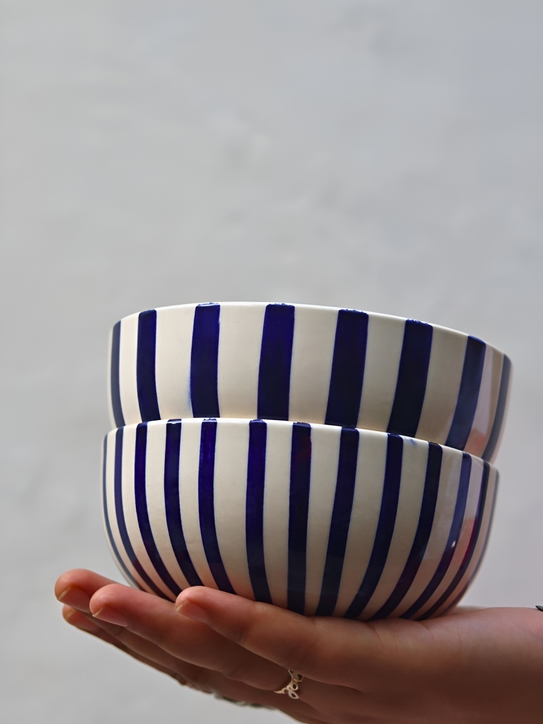 

WEAVING HOMES Blue & White 2 Pieces Printed Ceramic Glossy Finished Serving Bowls