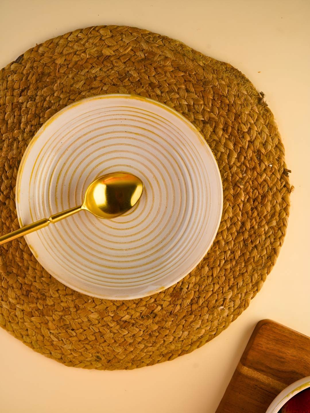 

WEAVING HOMES White & Yellow Textured Microwave Safe Glossy Ceramic Serving Bowl