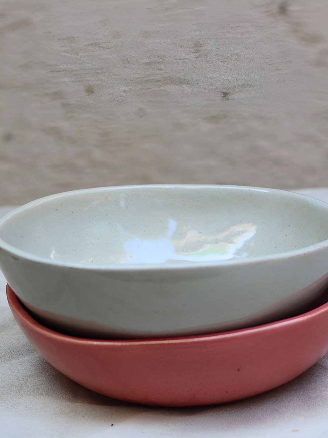 

WEAVING HOMES Pink & Grey 2 Pieces Textured Serving Bowls