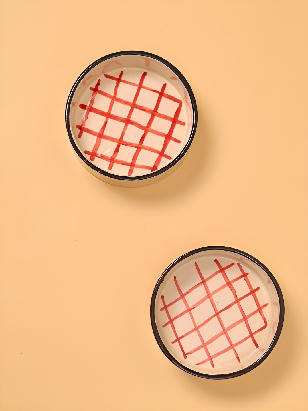 

WEAVING HOMES White & Red 2 Pieces Printed Ceramic Glossy Finished Serving Bowls