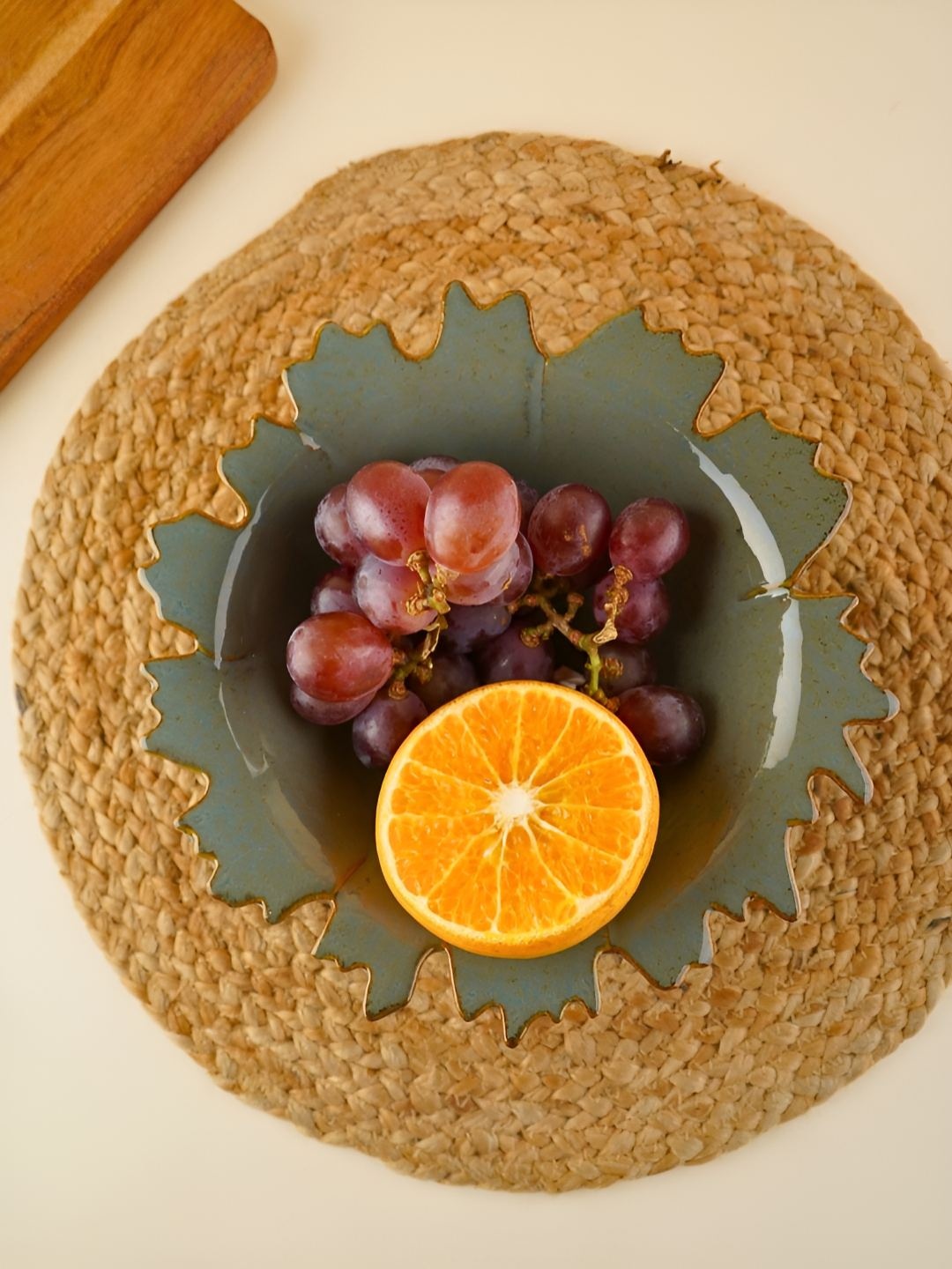 

WEAVING HOMES Olive Green & Gold Toned Textured Ceramic Glossy Finished Serving Bowl