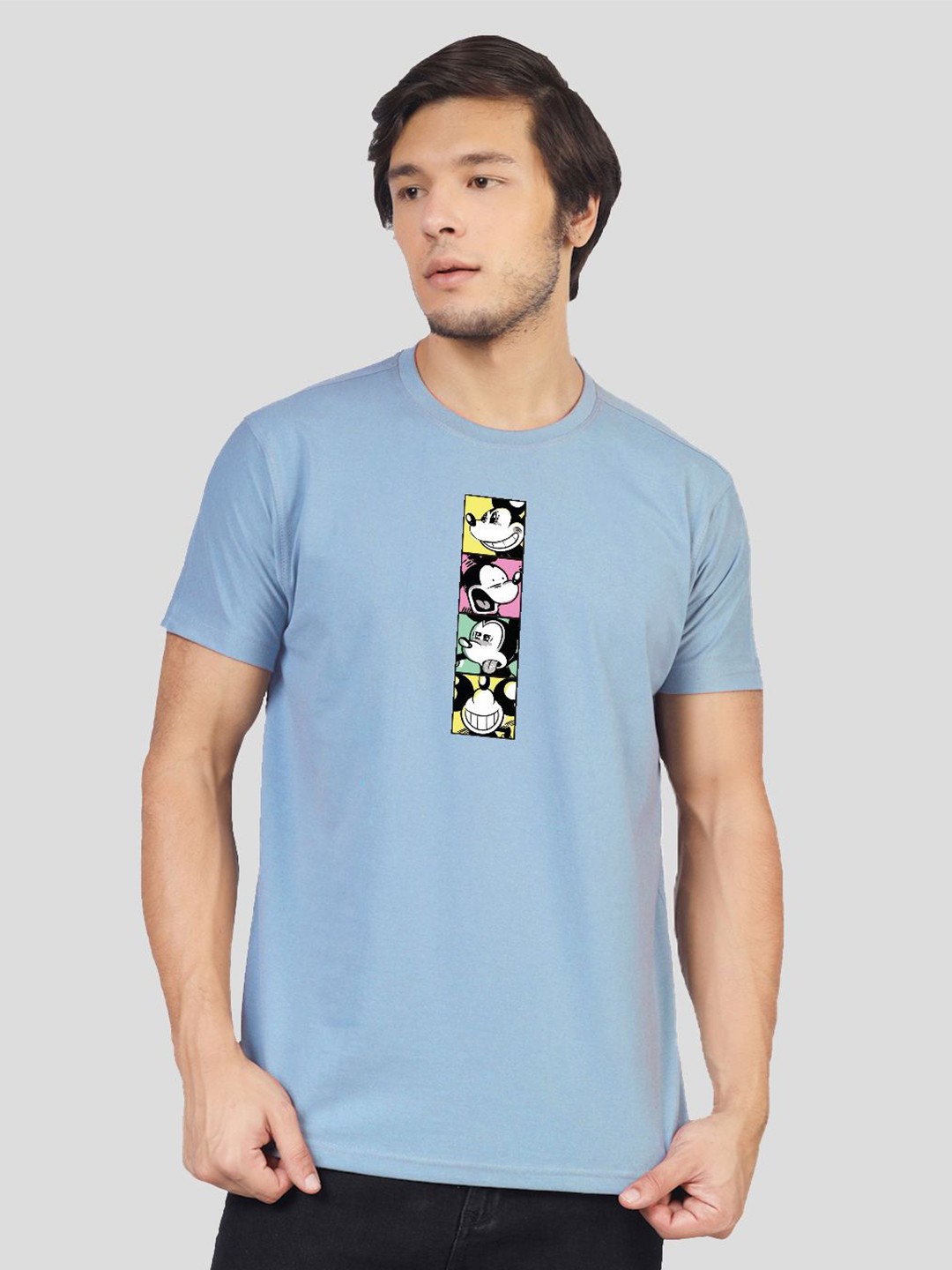 

Greylongg Men Mickey Mouse Graphic Printed Round Neck T-shirt, Blue