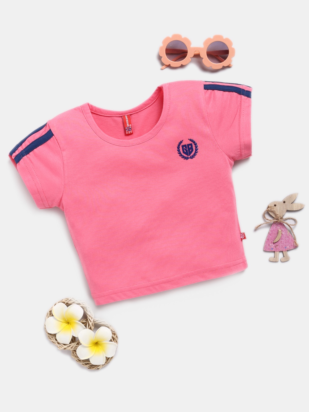 

Here&Now X Game Begins Girls Premium Cotton Crop Tshirt, Pink