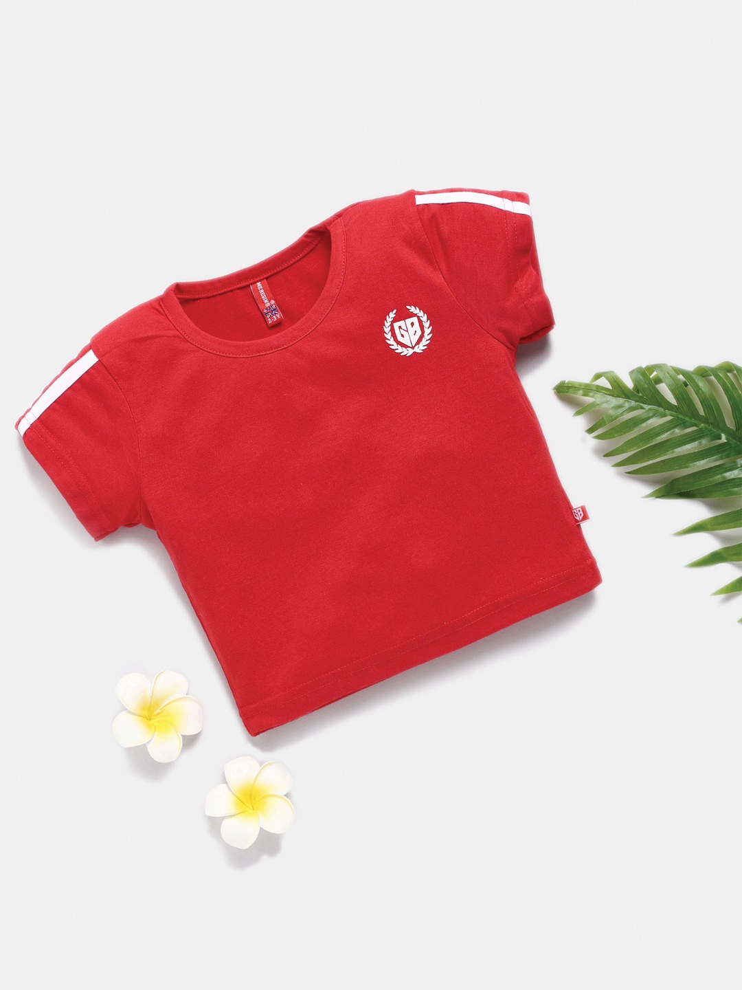 

Here&Now X Game Begins Girls Premium Cotton Crop Tshirt, Red
