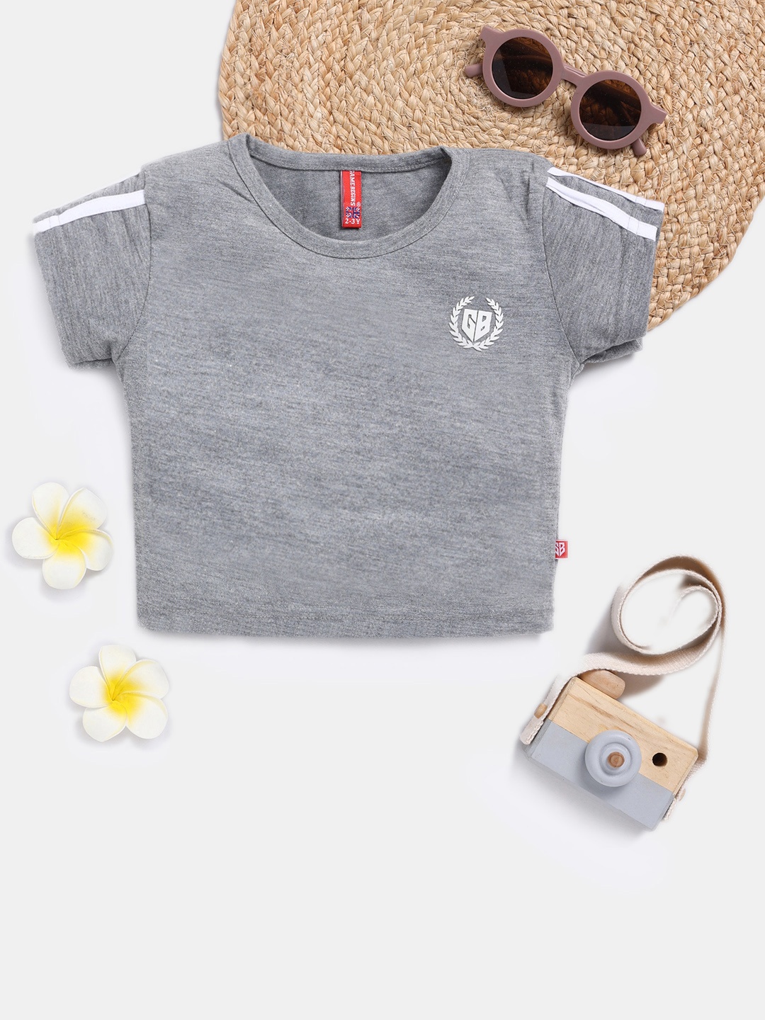 

Here&Now X Game Begins Girls Cotton Crop Top, Grey