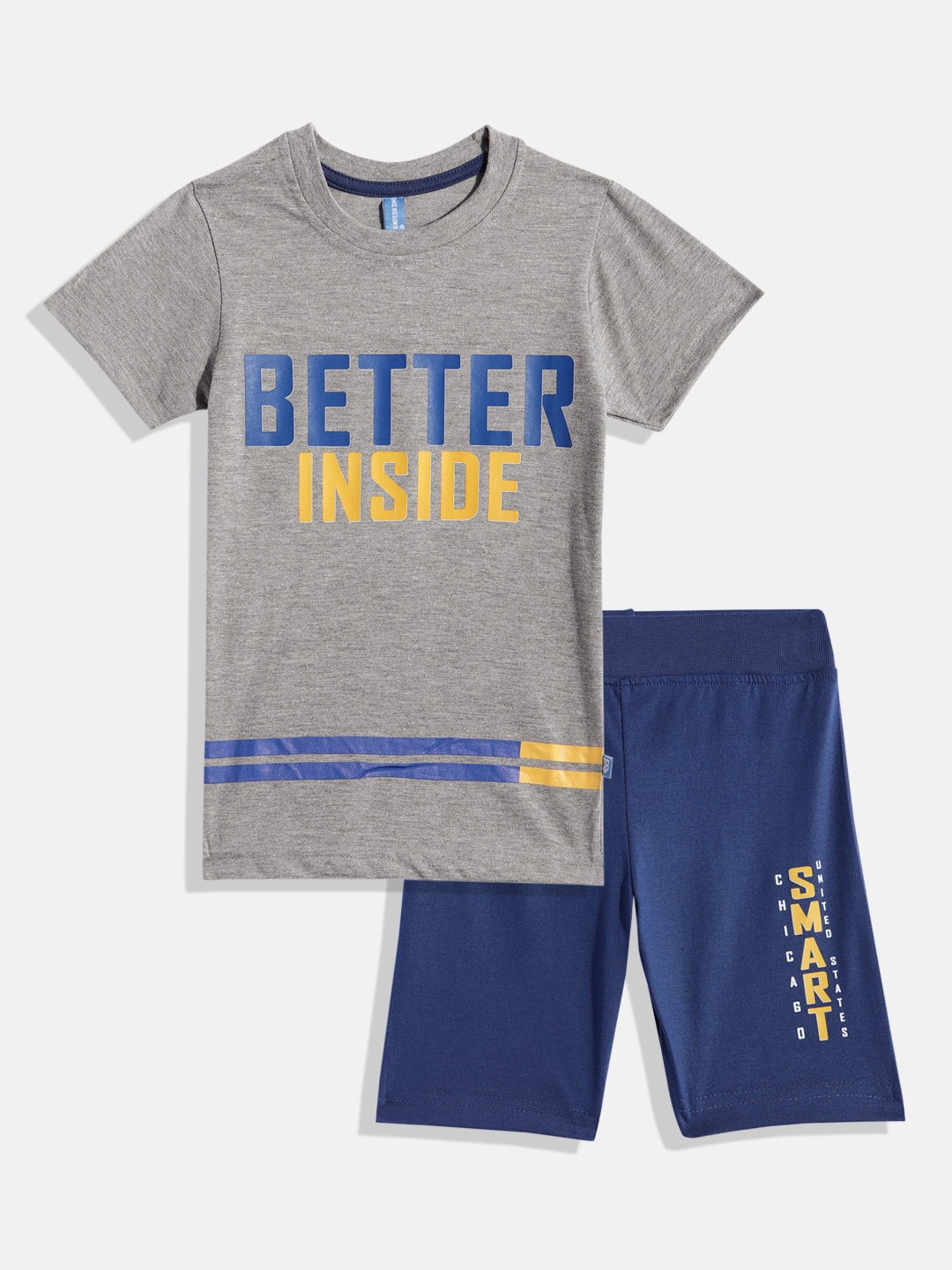 

Here&Now X Game Begins Boys Printed T-shirt with Shorts, Grey