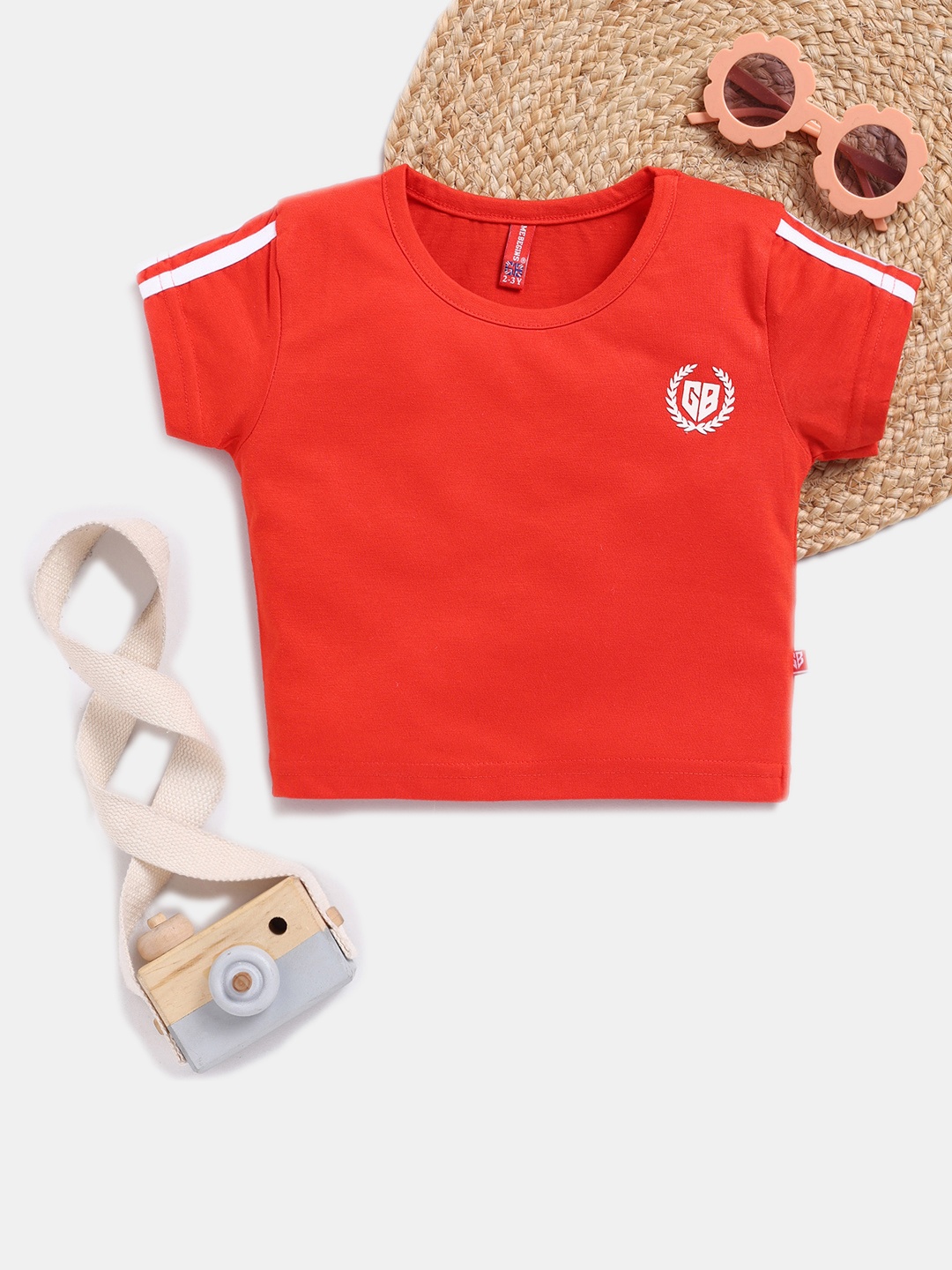 

Here&Now X Game Begins Girls Cotton Crop Top, Red