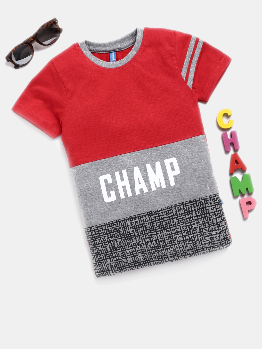 

Here&Now X Game Begins Boys Typography Printed Pure Cotton T-shirt, Red