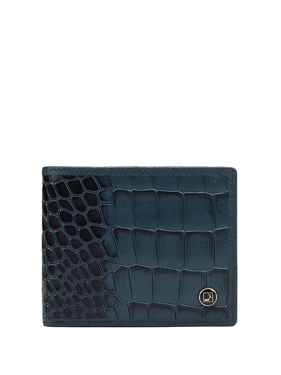 

Da Milano Men Textured Leather Two Fold Wallet, Blue