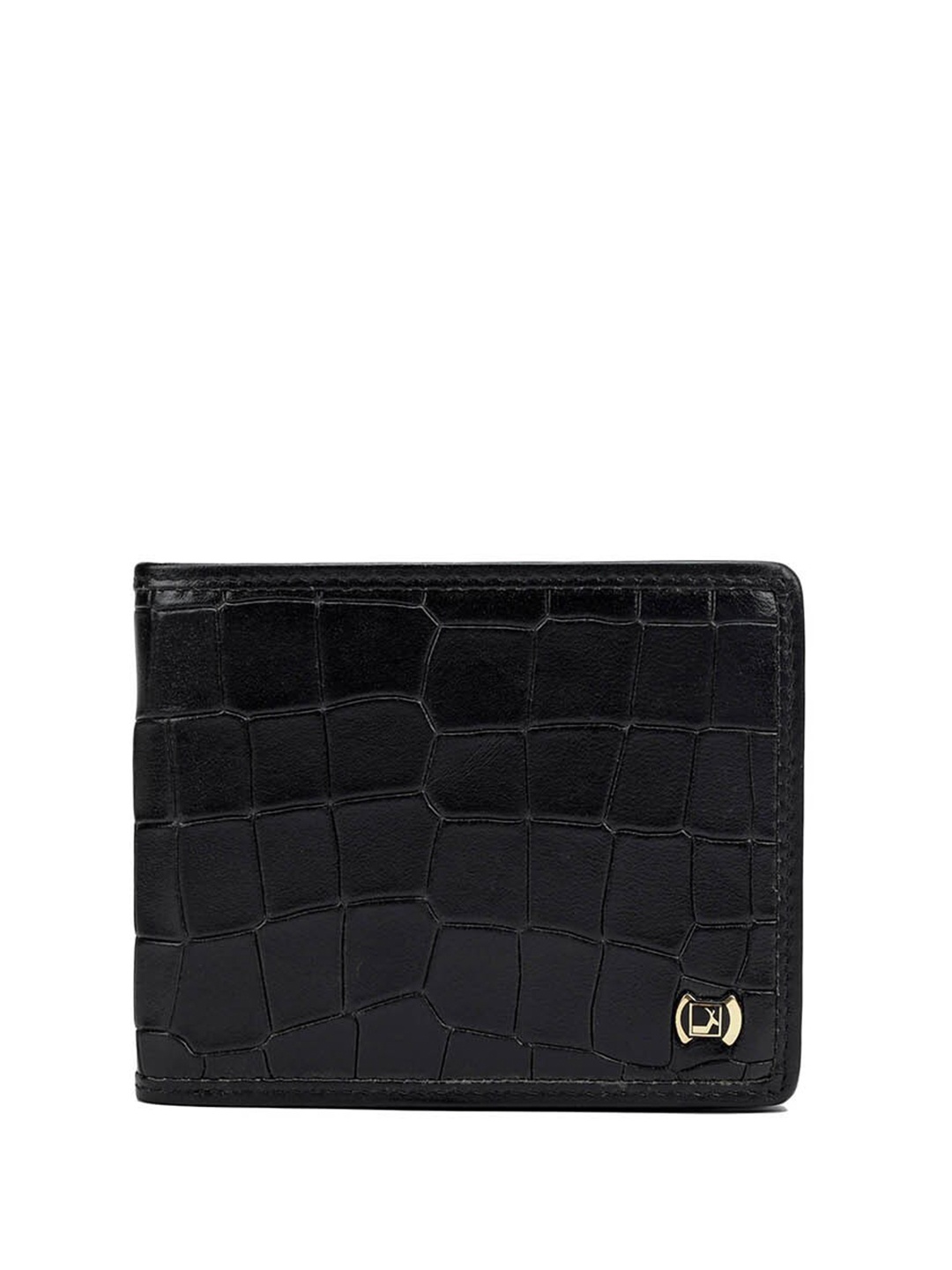 

Da Milano Men Textured Leather Two Fold Wallet, Black