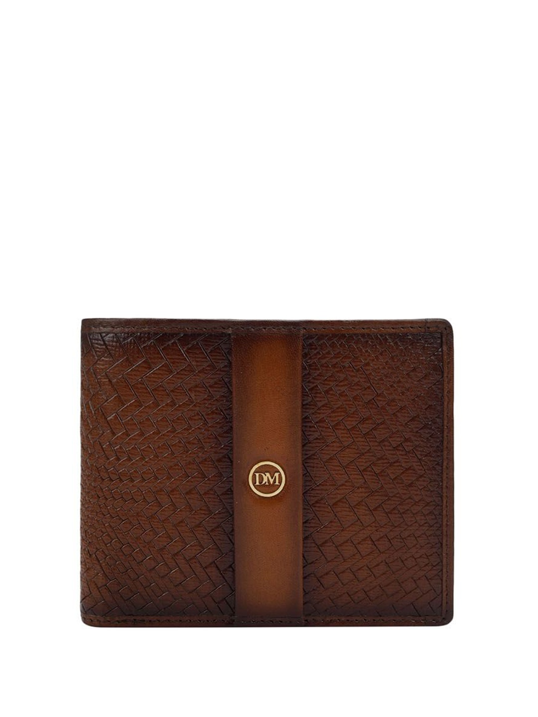 

Da Milano Men Textured Leather Two Fold Wallet, Brown