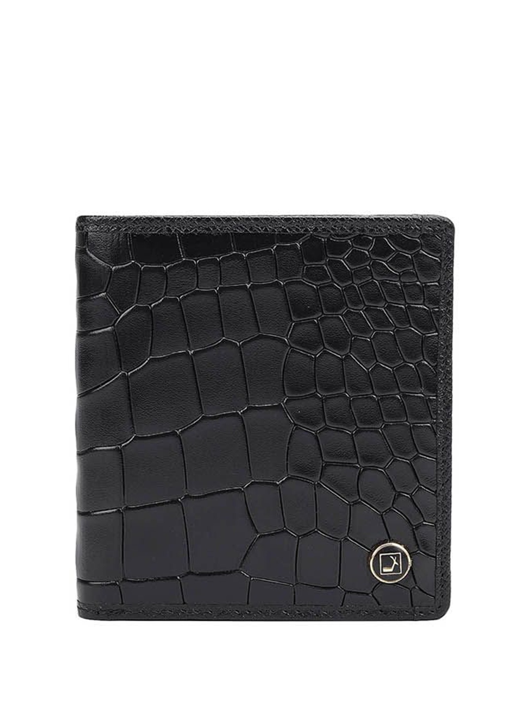 

Da Milano Men Textured Leather Two Fold Wallet, Black