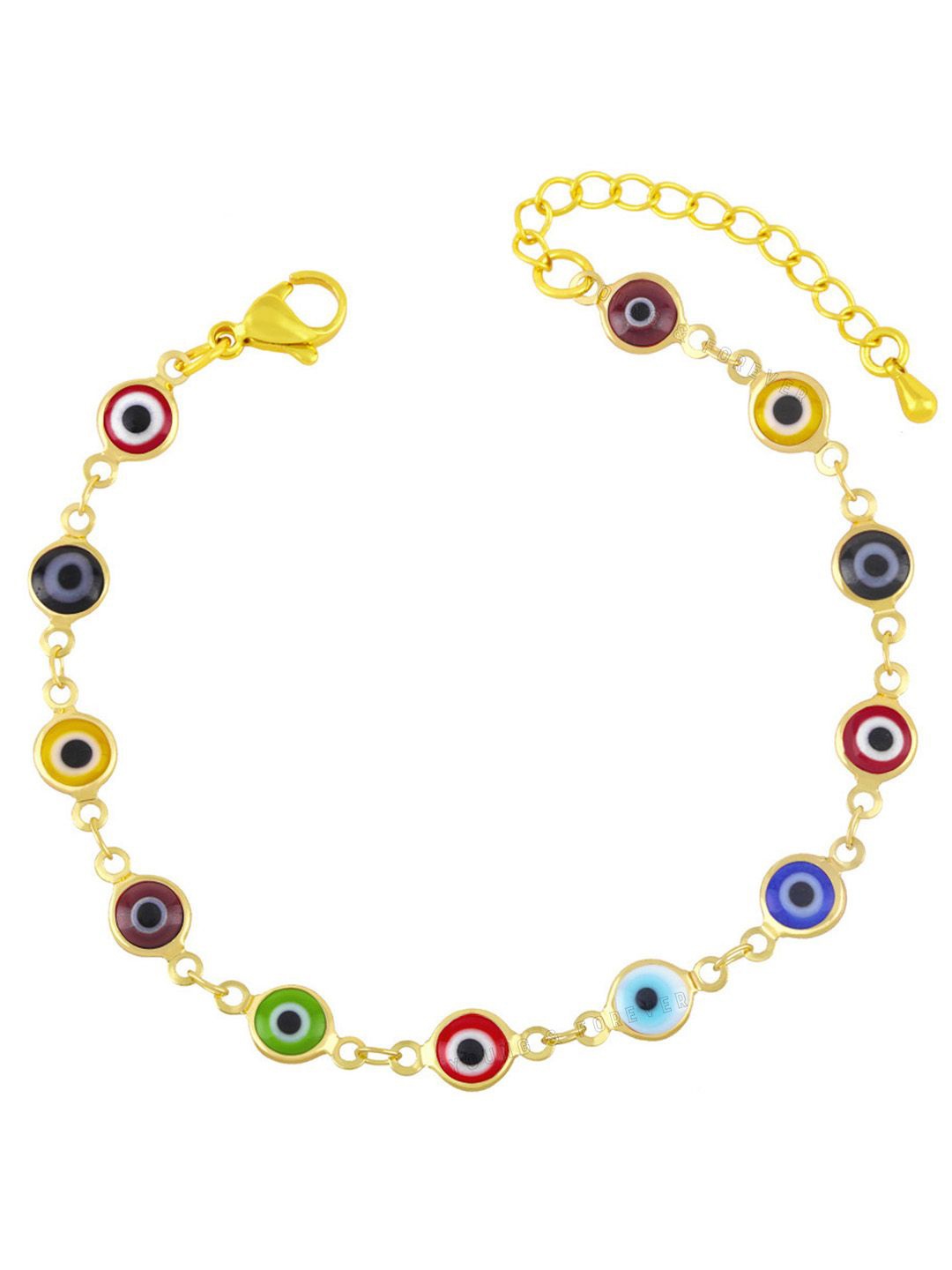 

Young & Forever Gold Plated Rainbow Evil Eye Charm Bracelet