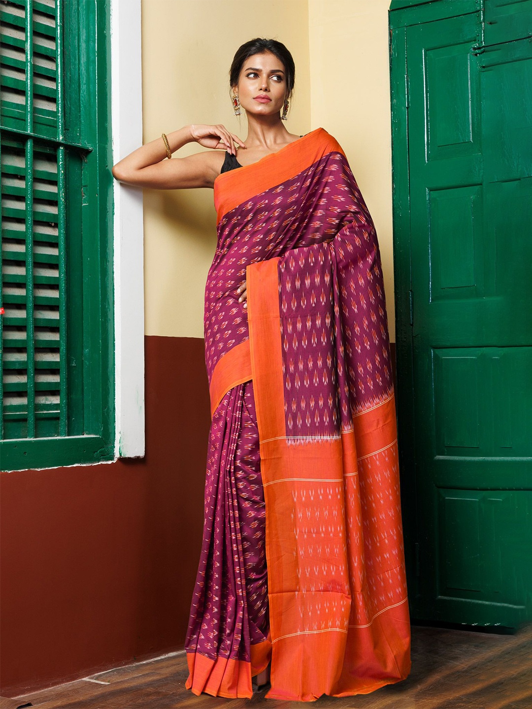 

Unnati Silks Handloom Pochampally Saree, Pink