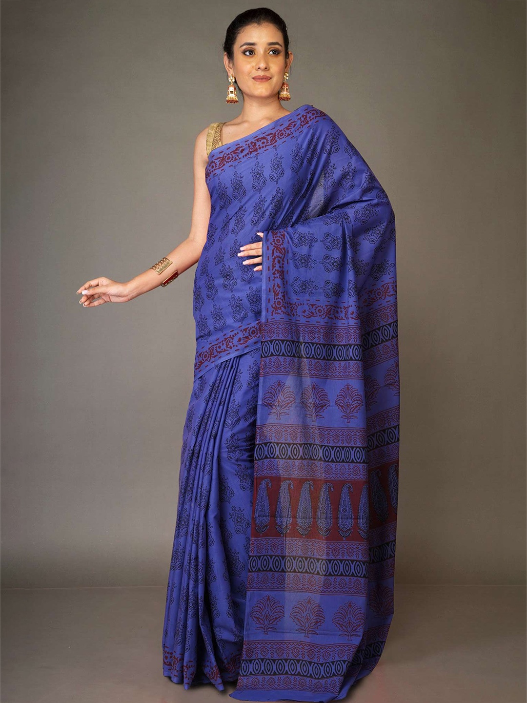 

Unnati Silks Bagh Pure Cotton Handloom Bagh Saree, Purple