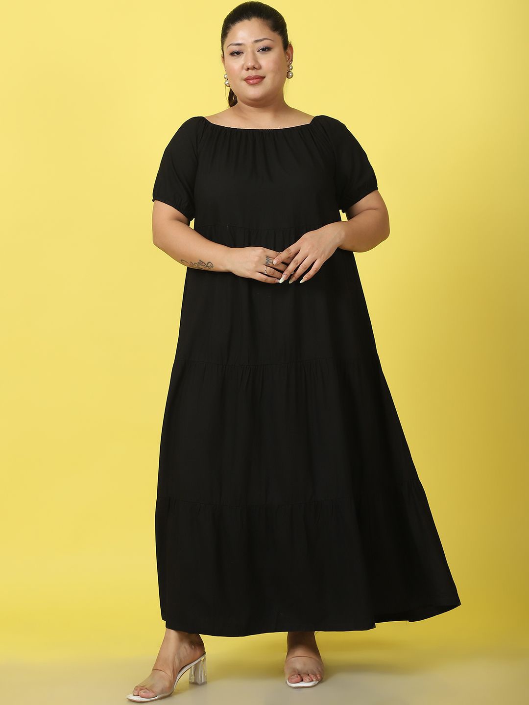 

theRebelinme Women Plus Size Maxi Dress, Black