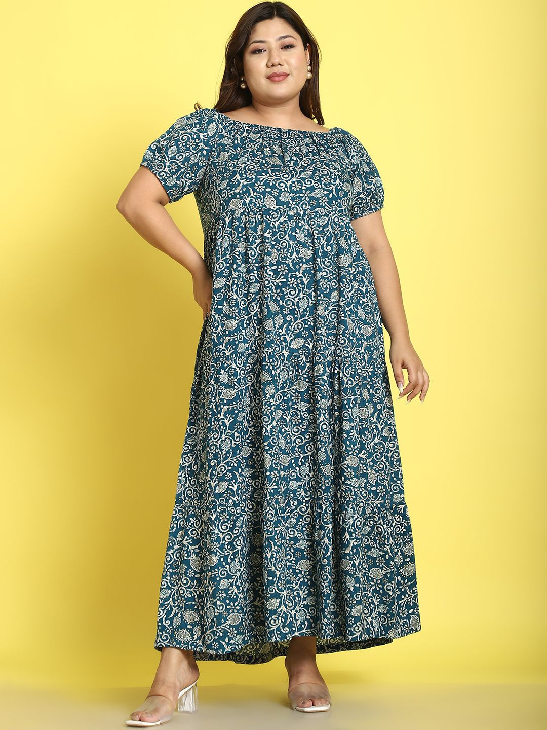 

theRebelinme Ethnic Motifs Print Maxi Dress, Teal