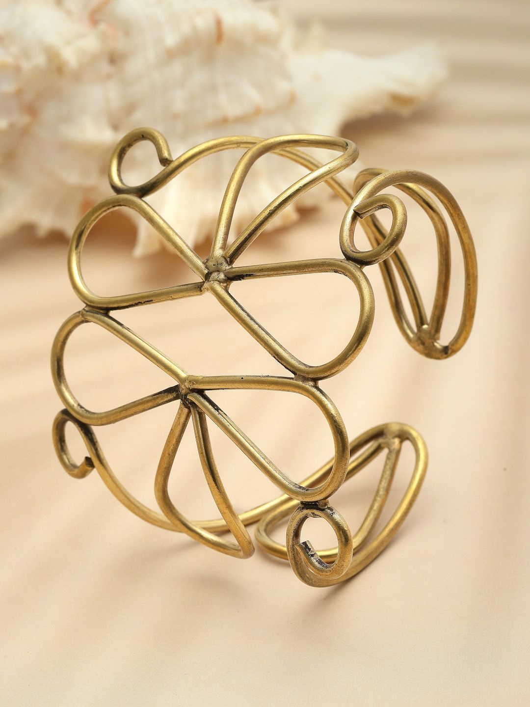 

Sanjog German Silver Gold-Plated Statement Cuff Brass Bracelet