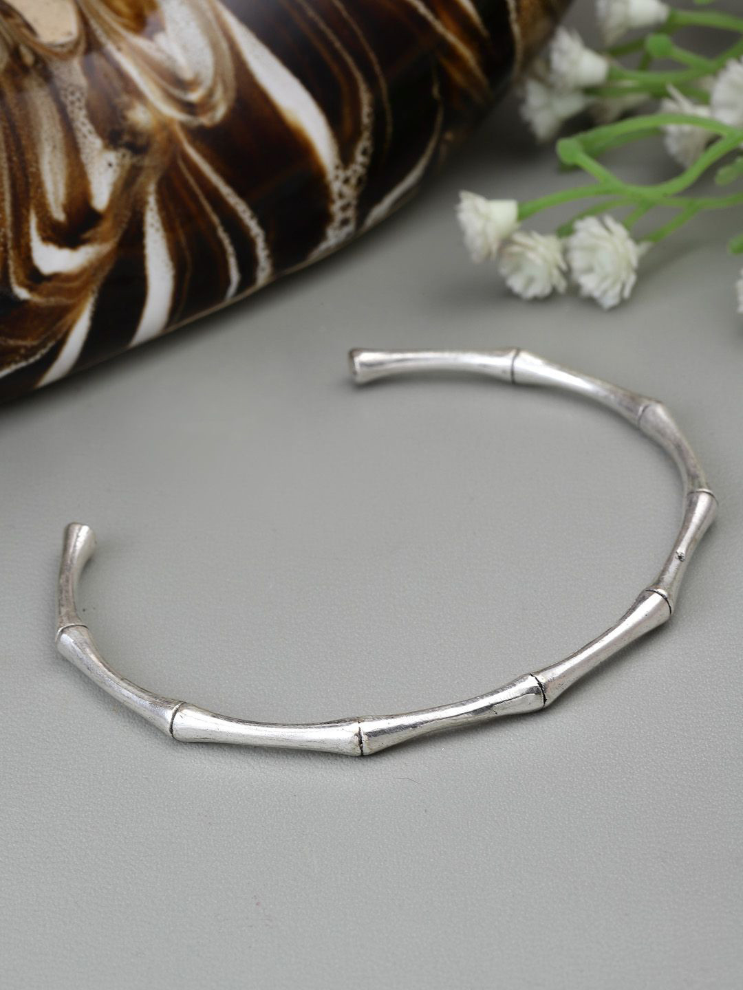 

Sanjog Unisex Silver-Plated Cuff Bracelet