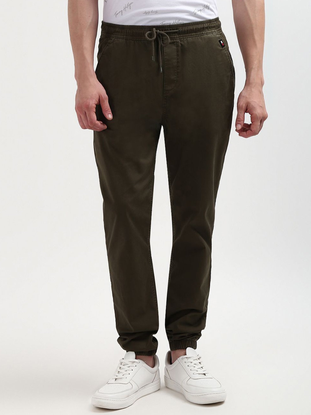 

Tommy Hilfiger Men Organic Cotton Slim Fit Mid Rise Track Pants, Olive
