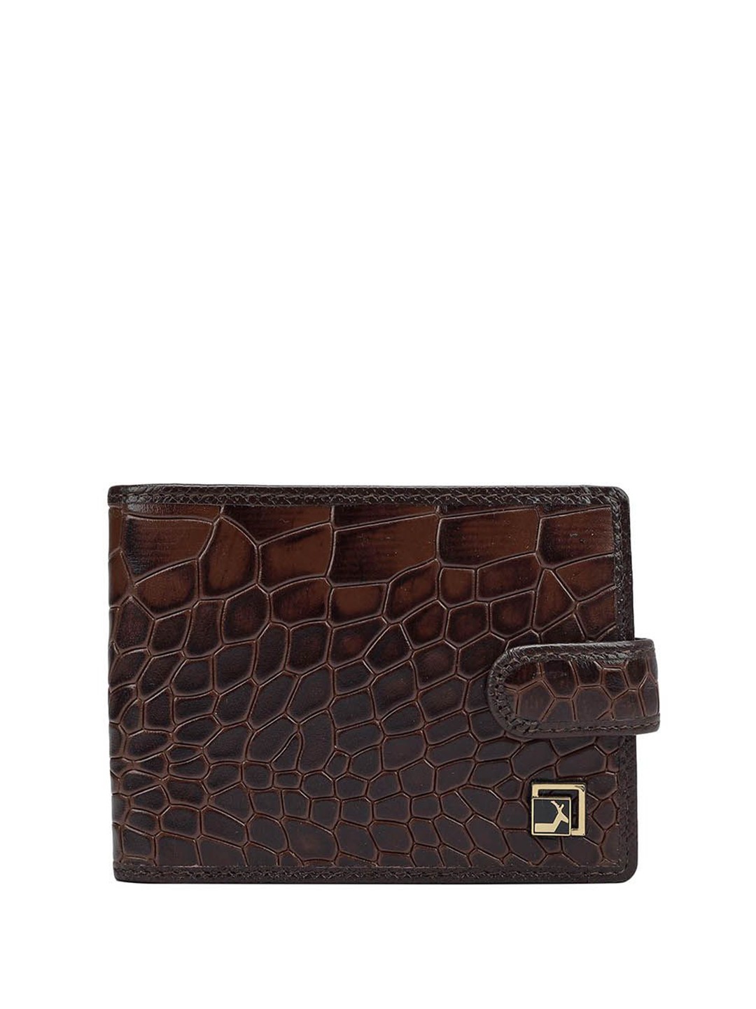

Da Milano Unisex Textured Leather Two Fold Wallet, Brown