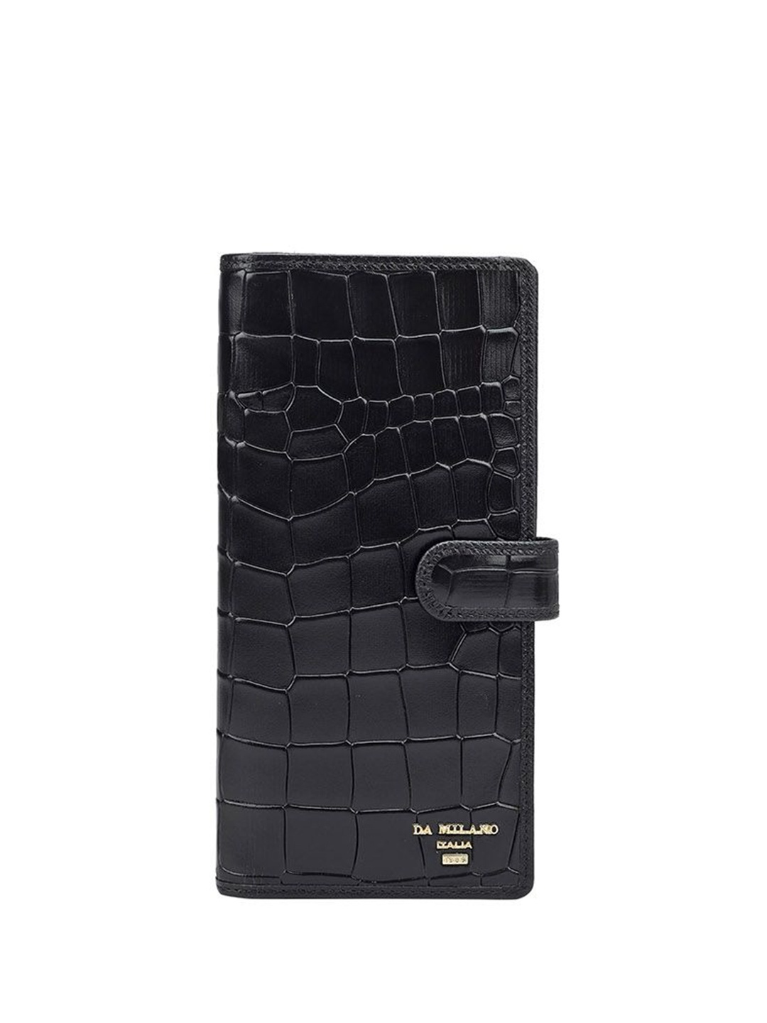 

Da Milano Unisex Textured Leather Two Fold Wallet, Black