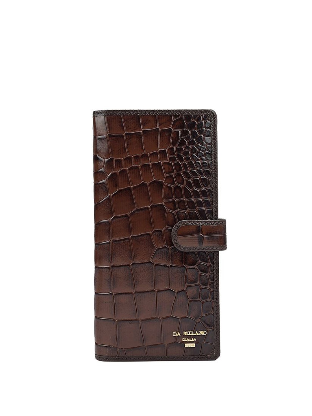 

Da Milano Unisex Textured Leather Two Fold Wallet, Brown