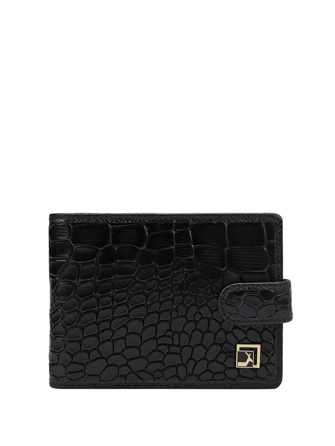 

Da Milano Unisex Textured Leather Two Fold Wallet, Black