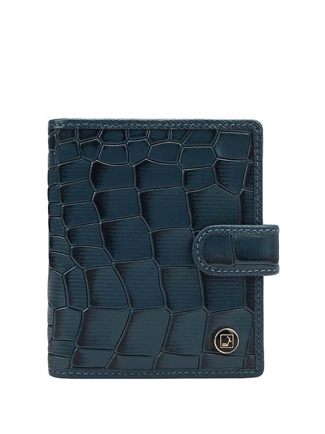 

Da Milano Unisex Textured Leather Two Fold Wallet, Blue