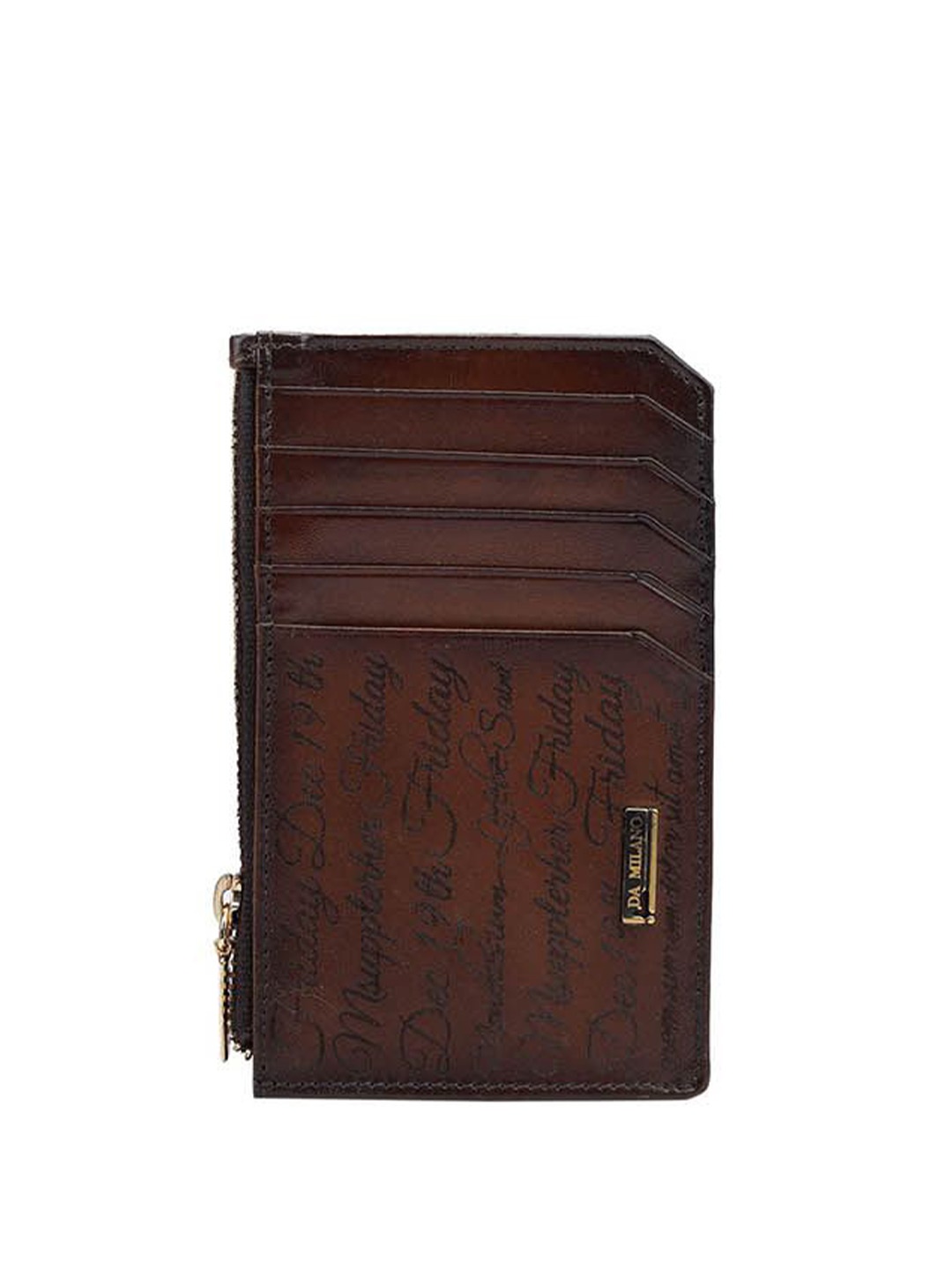 

Da Milano Unisex Textured Leather Card Holder, Brown
