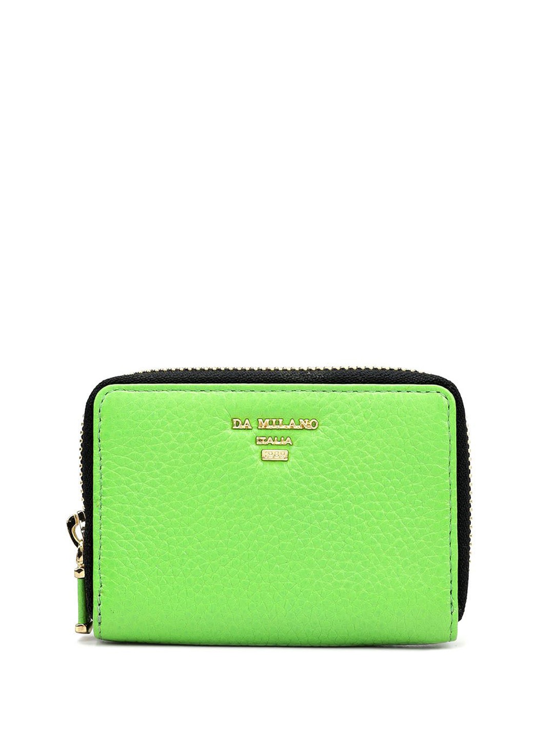 

Da Milano Unisex Textured Leather Zip Around Wallet, Green