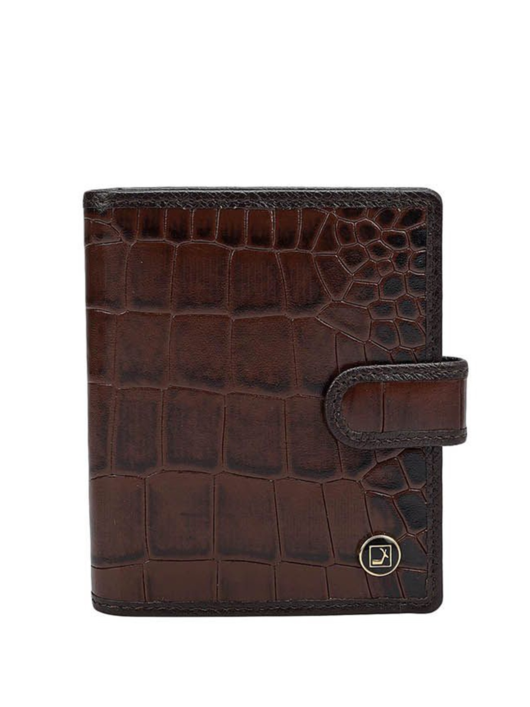 

Da Milano Unisex Textured Leather Two Fold Wallet, Brown