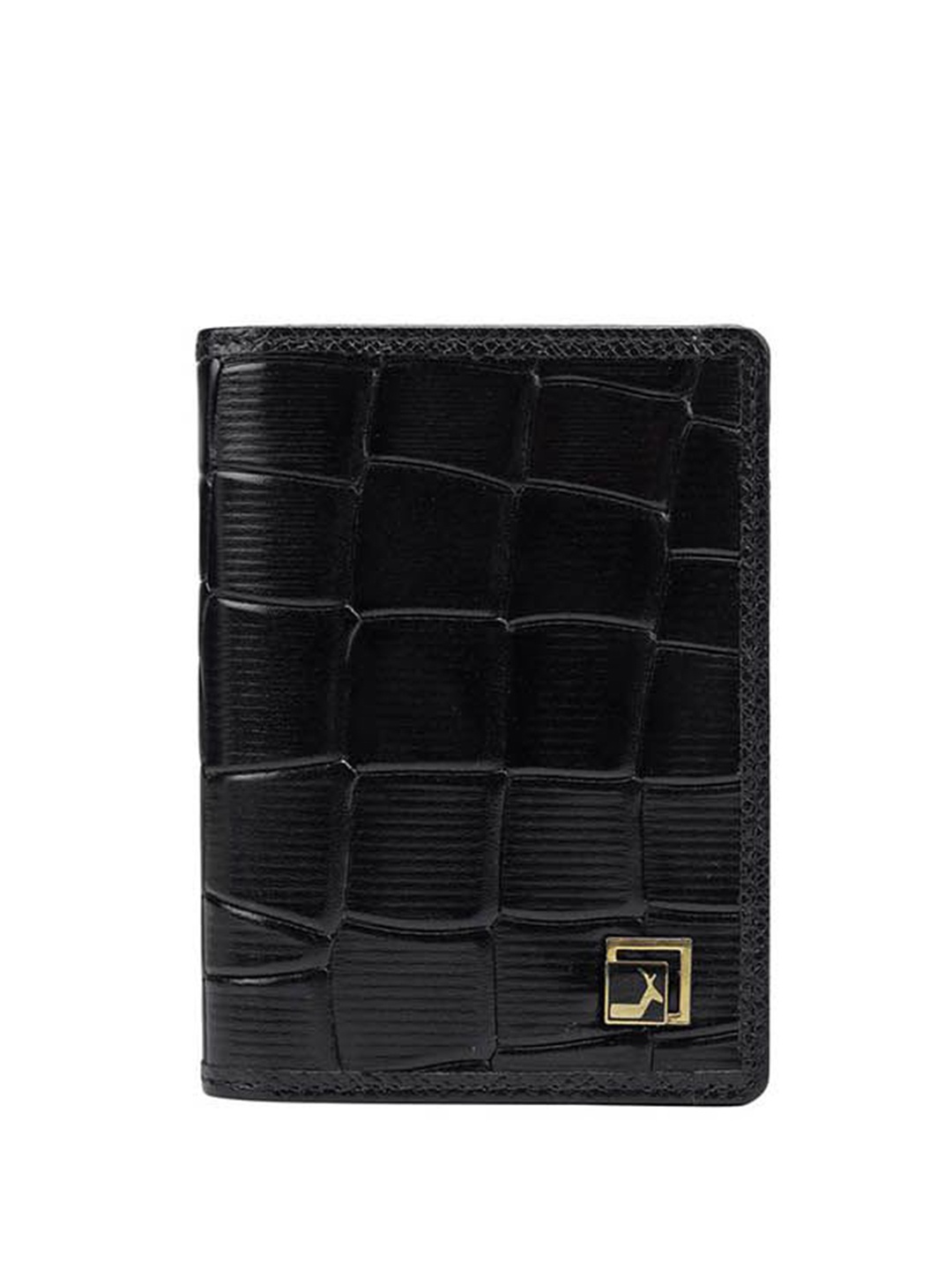 

Da Milano Unisex Textured Leather Two Fold Wallet, Black