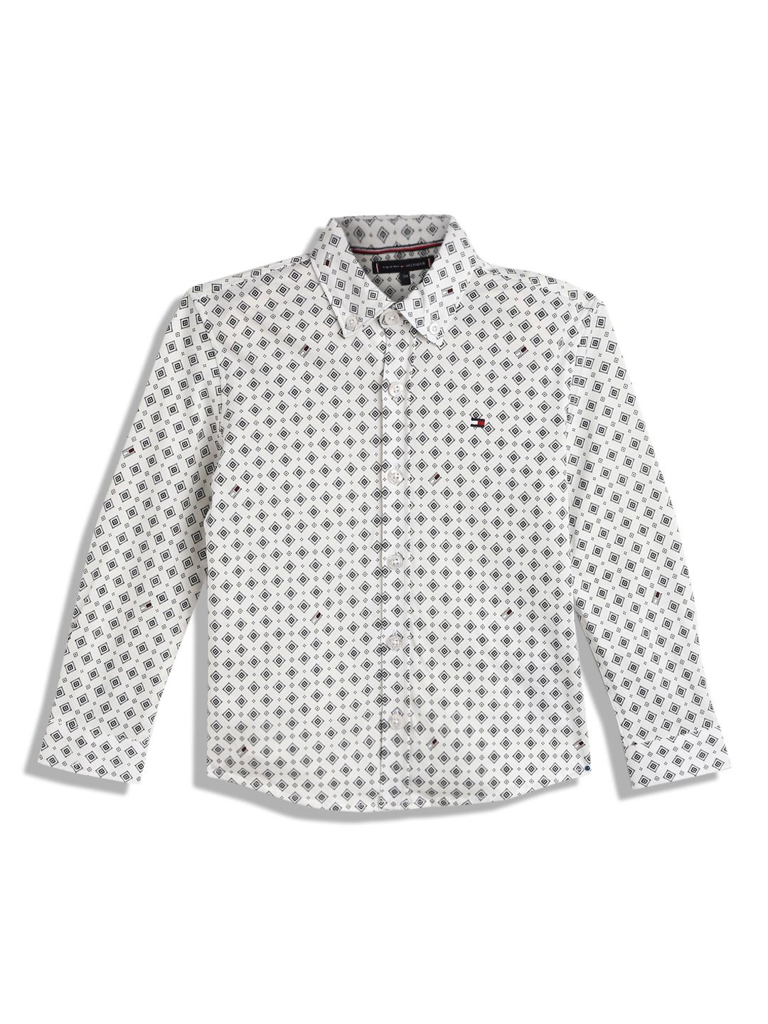 

Tommy Hilfiger Boys Micro Ditsy Printed Spread Collar Casual Shirt, White