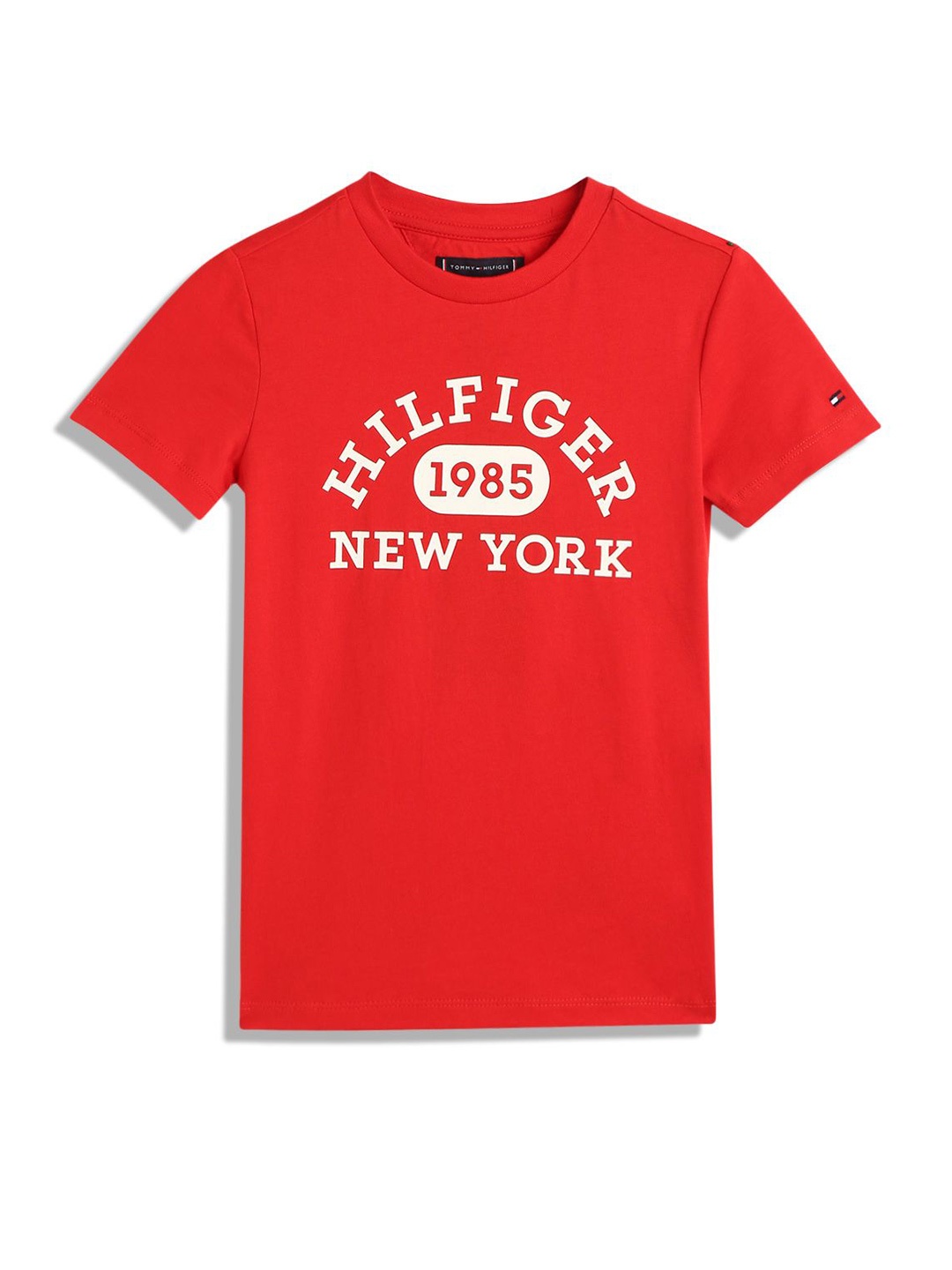 

Tommy Hilfiger Boy Typography Printed Round Neck T-shirt, Red