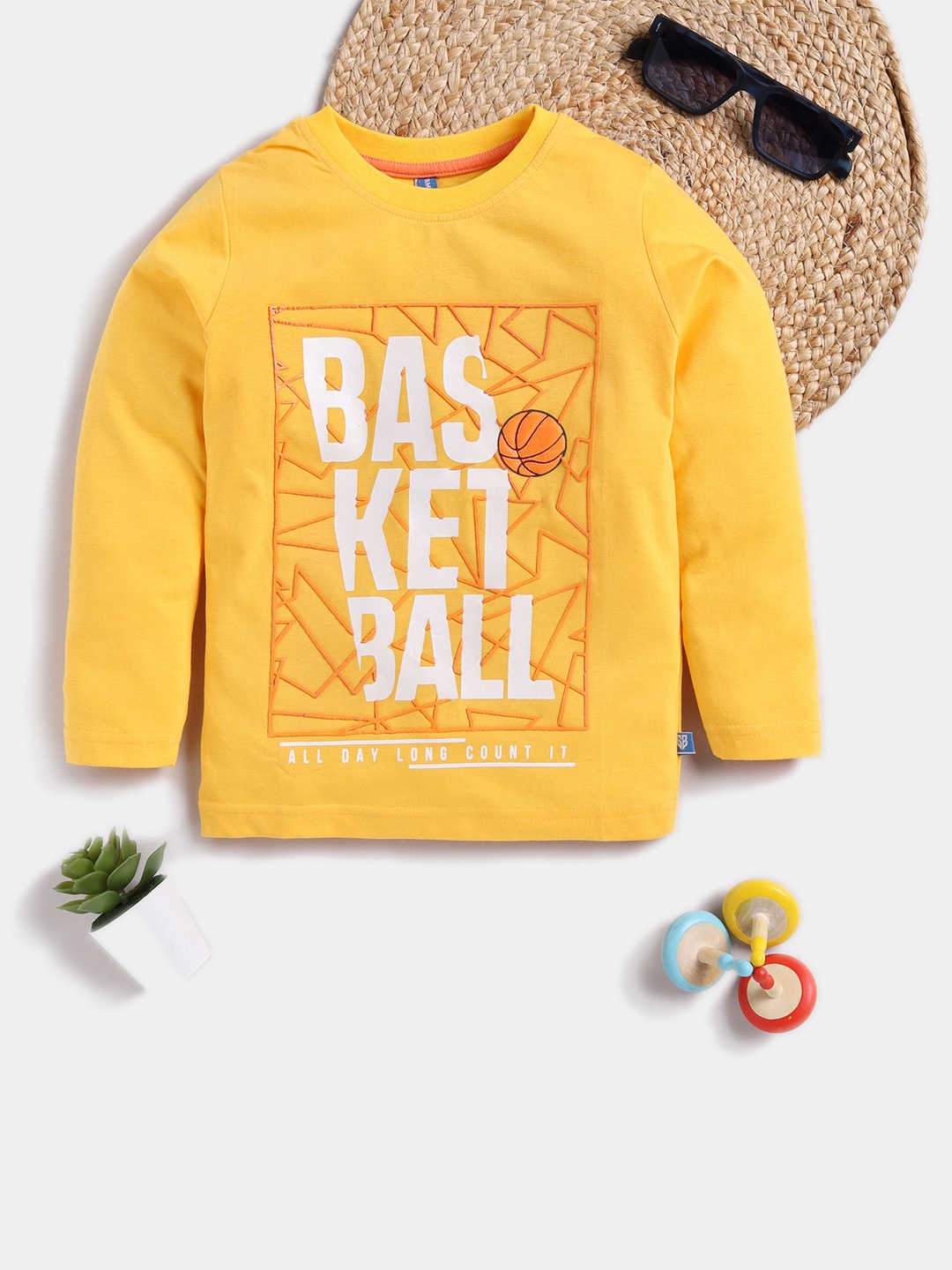 

Here&Now X Game Begins Boys Premium Cotton Typography Printed T-shirt, Yellow