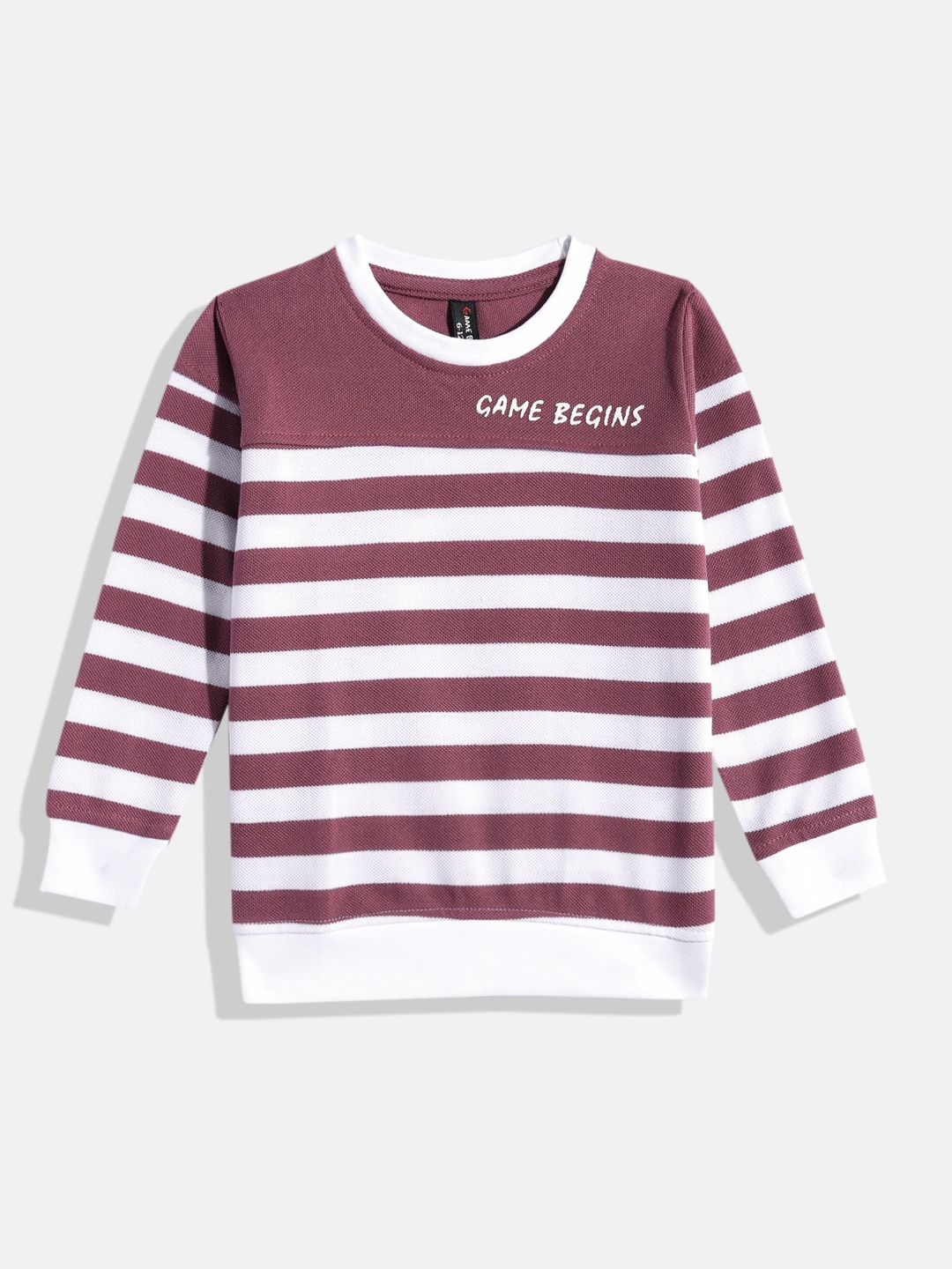 Here&Now X Game Begins Boys Striped T-shirt, Mauve