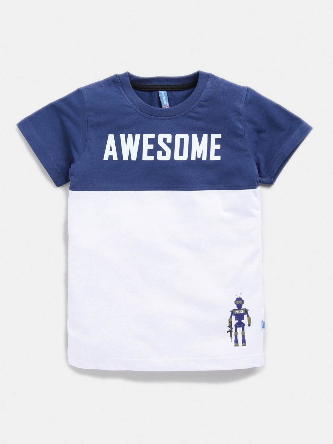 

Here&Now X Game Begins Boys Typography Printed Pure Cotton T-shirt, Navy blue