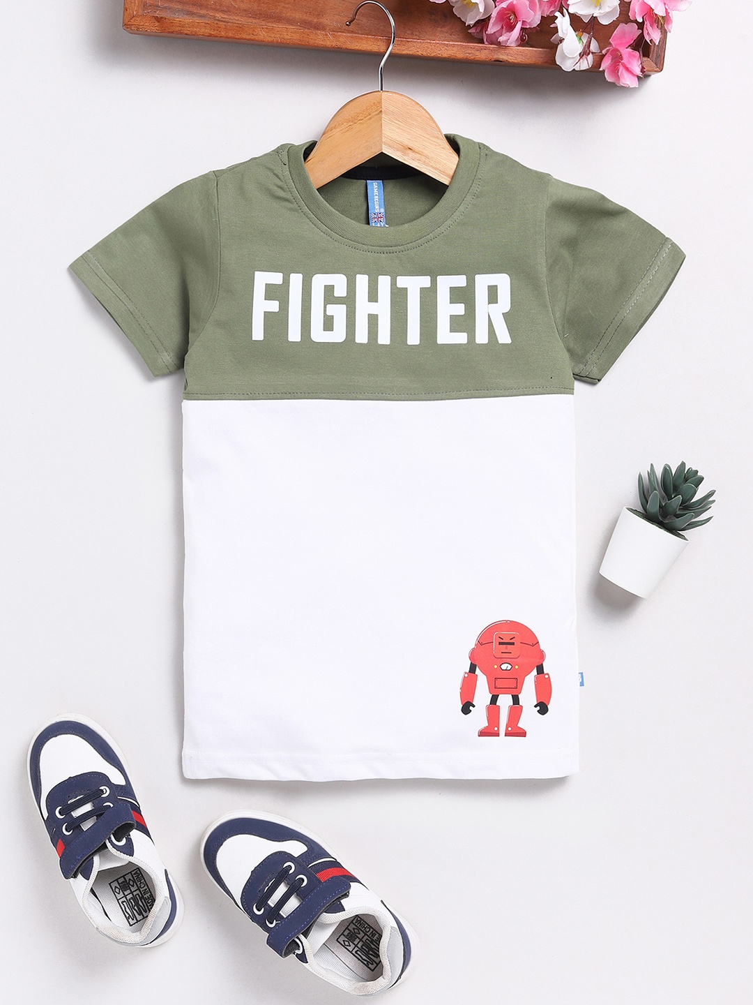 

Here&Now X Game Begins Boys Printed Pure Cotton T-shirt, Green