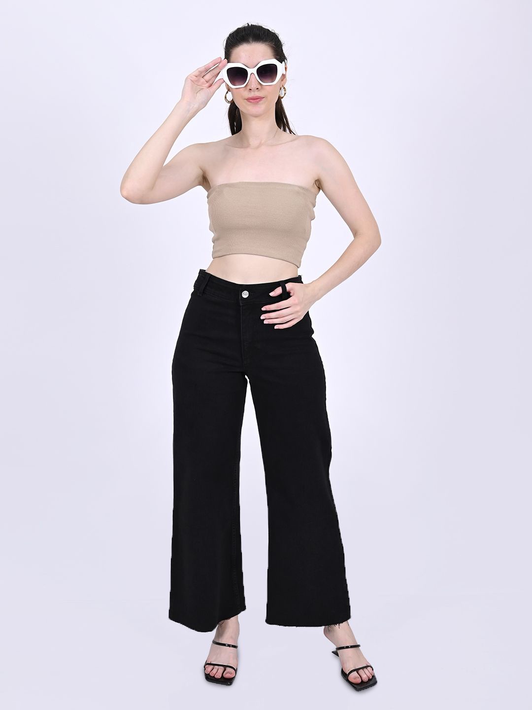 

NoBarr Solid Tube Crop Top, Beige
