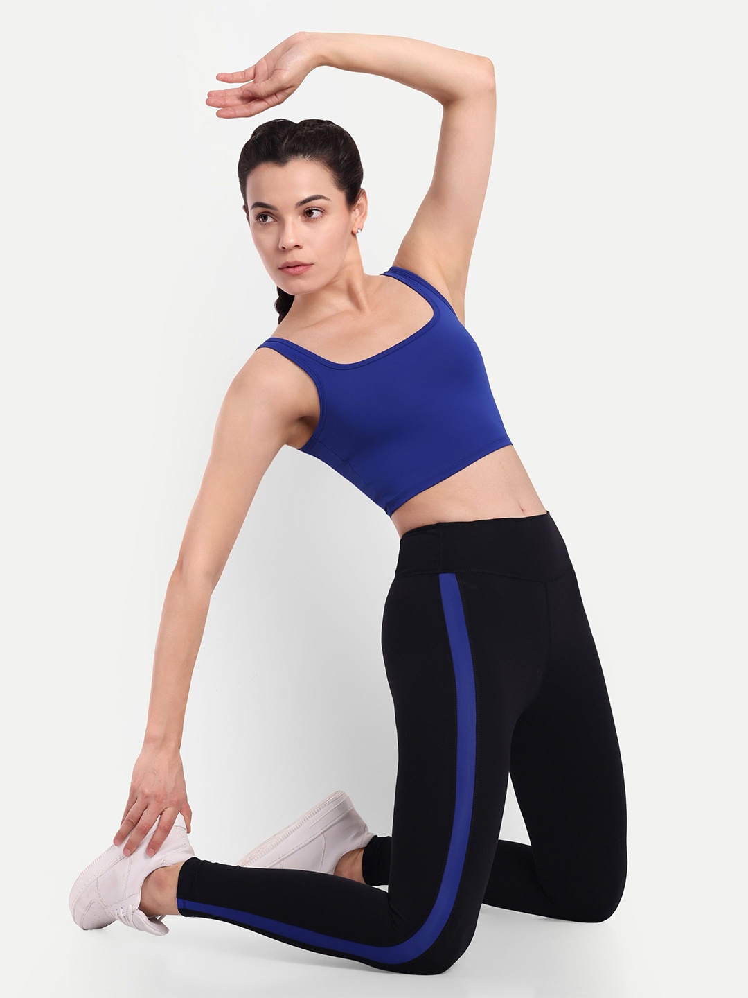

So What Solid Square Neck Sleeveless Crop Top, Blue