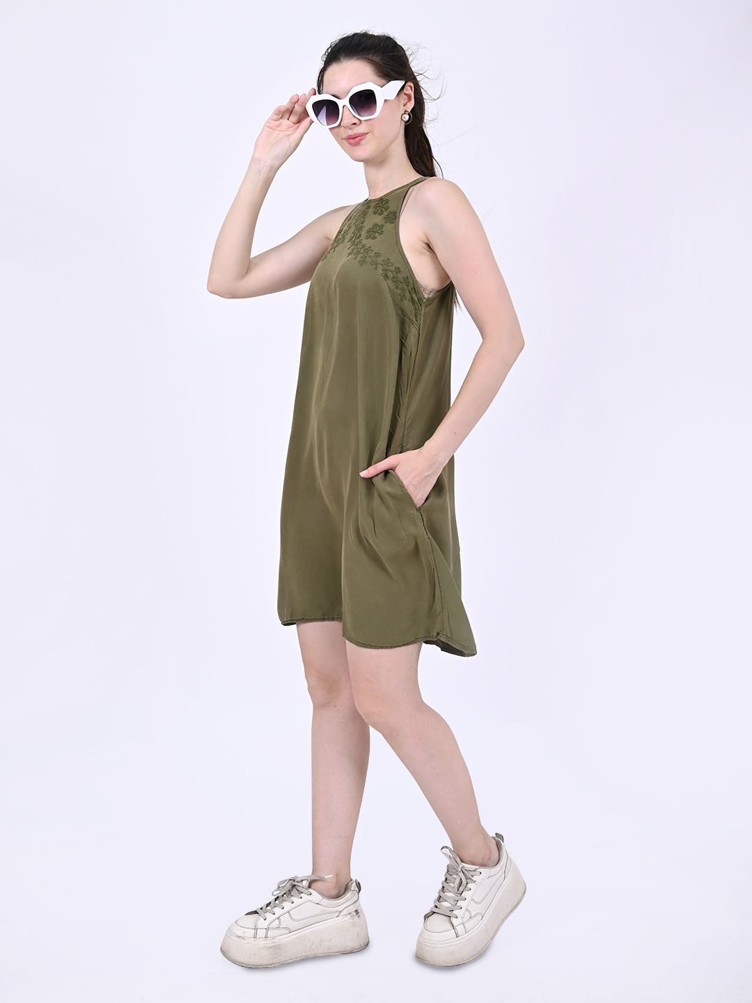 

NoBarr A-Line Dress, Green